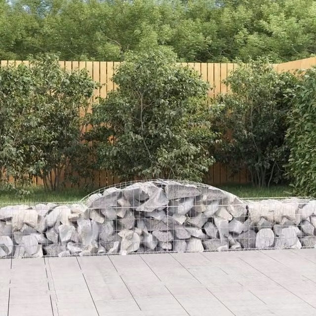 Berkfield Home Arched Gabion Baskets, 6 Piece Set, Silver Galvanised Steel, W: 300 cm, D: 50 cm, H: 40-60 cm – 1
