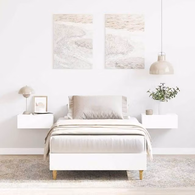 Berkfield Home White Engineered Wood Bed Frame, W/D/H: 90 x 200 cm
