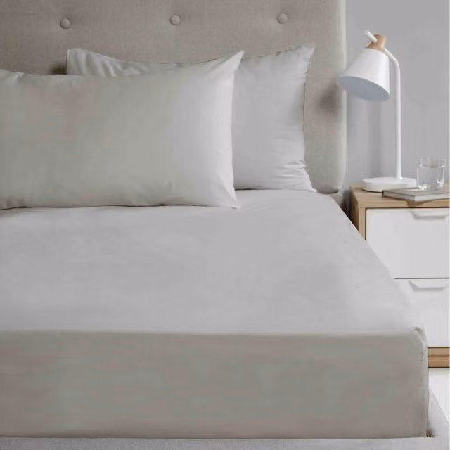 Rapport Home So Soft Microfibre 180 Thread Count Polyester Fitted Sheet, Silver, Single, W: 90 cm, L: 200 cm