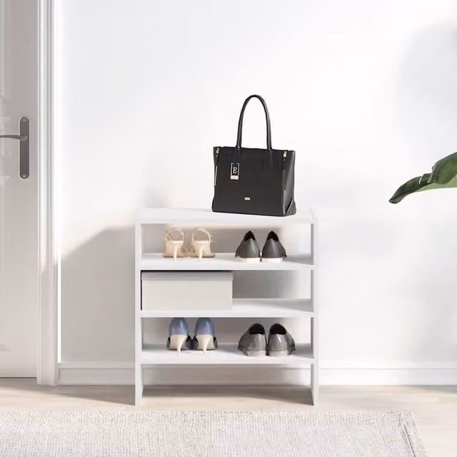 Berkfield Home Stackable White Shoe Racks, 2 Piece Set, W/D/H: 60 x 30 x 30.5 cm