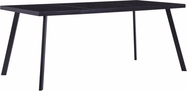Berkfield Home Black Rectangular Dining Table with Tempered Glass Top W/D/H: 160 x 80 x 75 cm