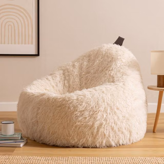 ICON Cocoon Faux Fur Bean Bag in White