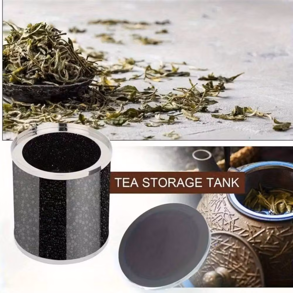 Smartbies Luxury Crystal Tea, Coffee and Sugar Canister Set in Black and Silver with Airtight Glass Lids – 5
