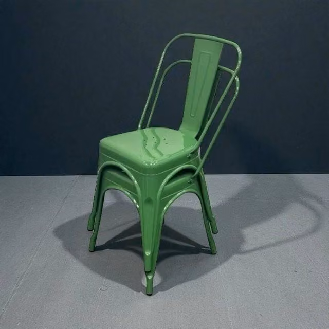PAWNORA Set of 2 Green Metal Tolix Dining Chairs – 1