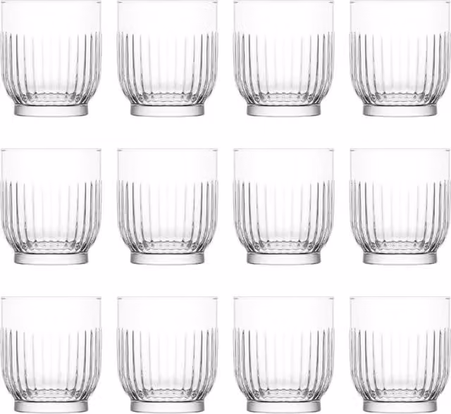 LAV Tokyo Geometric Whiskey Tumbler Glasses, Transparent, 330ml, Pack of 12 – 2