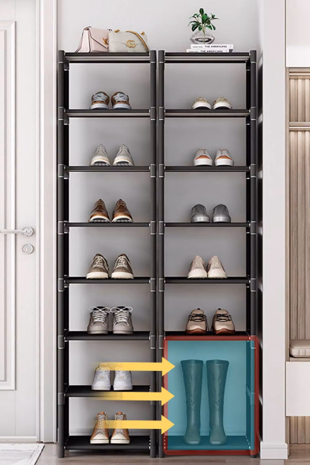 Living and Home 8-Tier Metal Shoe Storage Rack in Black – 4