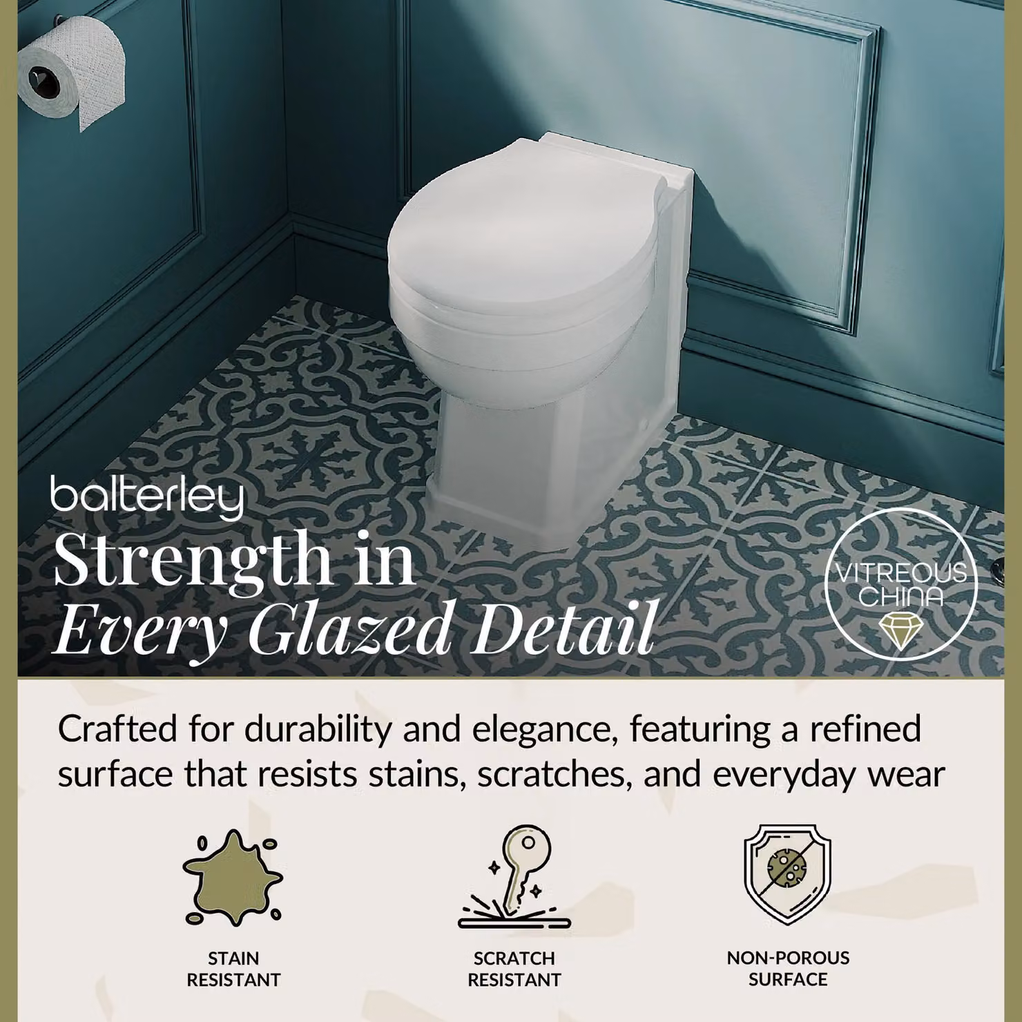Balterley Traditional Back To Wall Toilet Pan, White Ceramic, Wall Mounted – 2