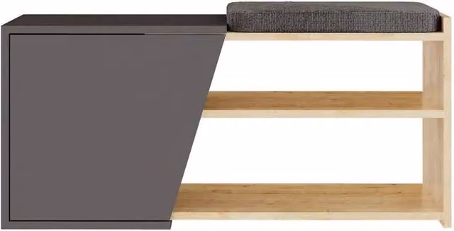 CALICOSY Fiona Shoe Bench with 1 Door in Grey, W: 104 cm – 1