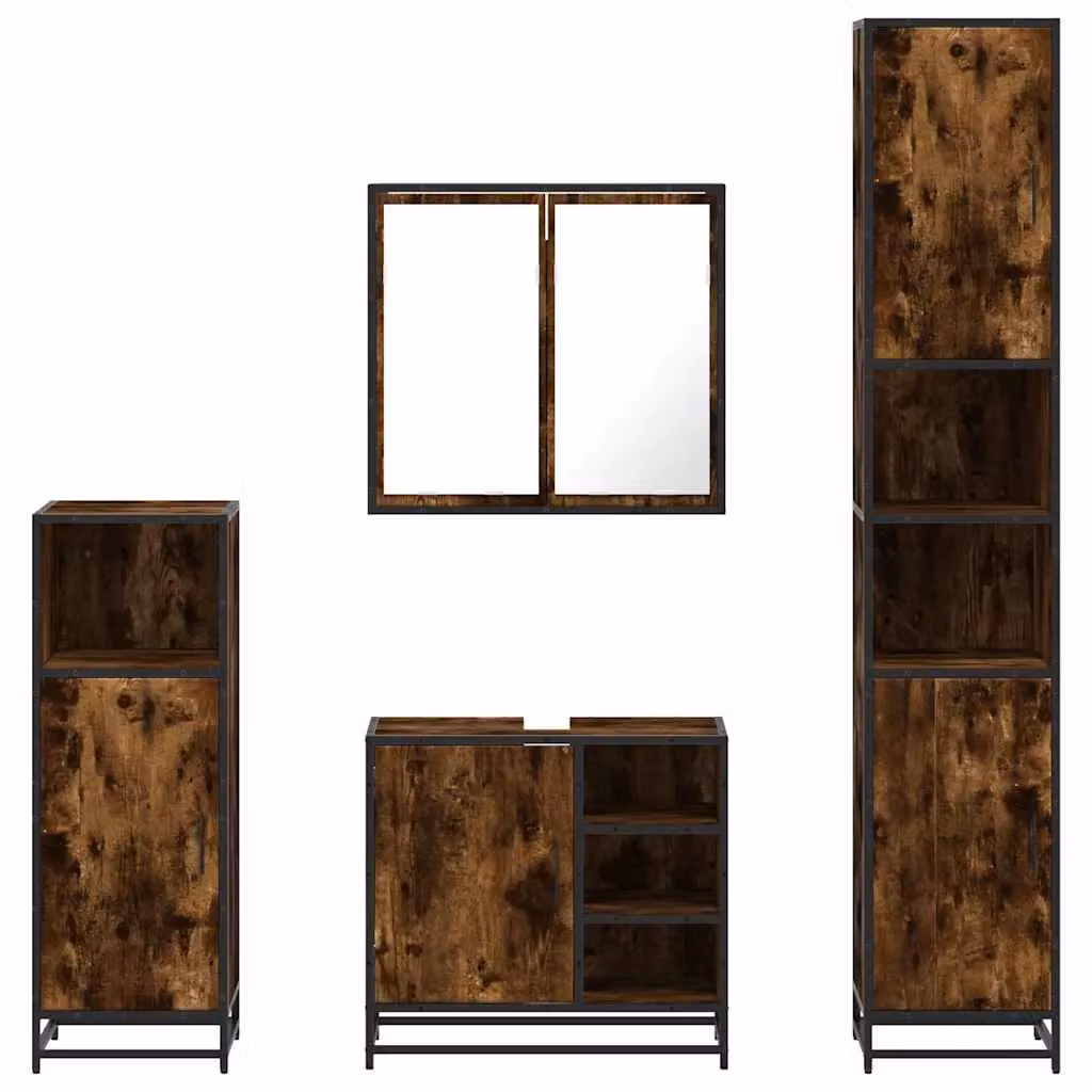Berkfield Home 4-Piece Industrial Bathroom Furniture Set in Smoked Oak Brown – 5