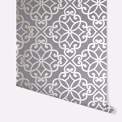 Arthouse Ornate Motif Charcoal and Rose Gold Wallpaper with Metallic Design on Matt Grey Background, W: 53 cm, L: 1005 cm – 3