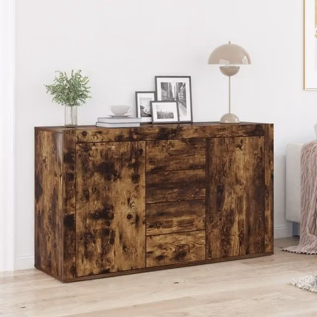 Berkfield Home Modern Smoked Oak Sideboard in Brown, W/D/H: 120 x 36 x 69 cm