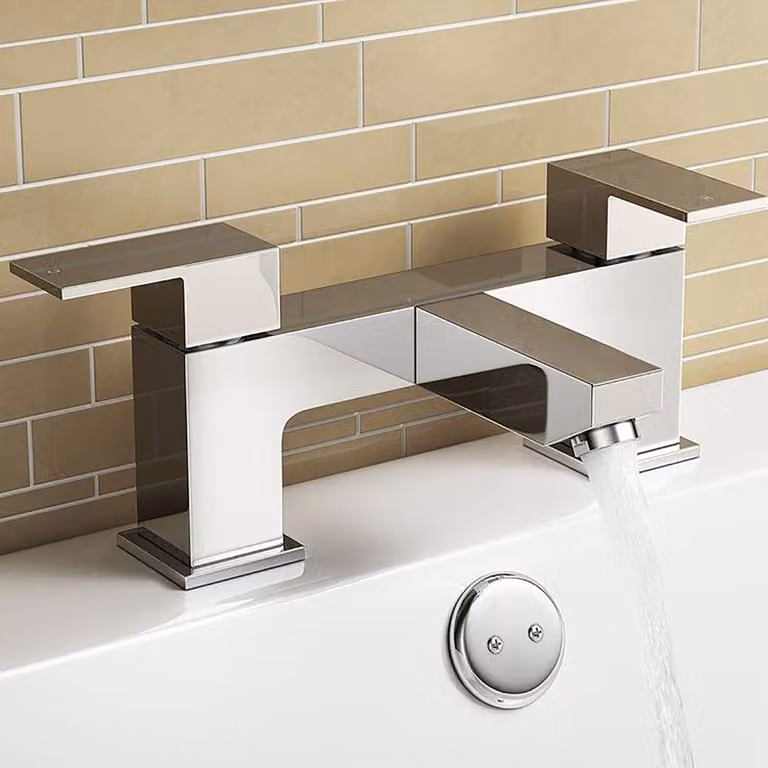 Kartell Two-Handle Chrome Countertop Bathtub Filler Tap