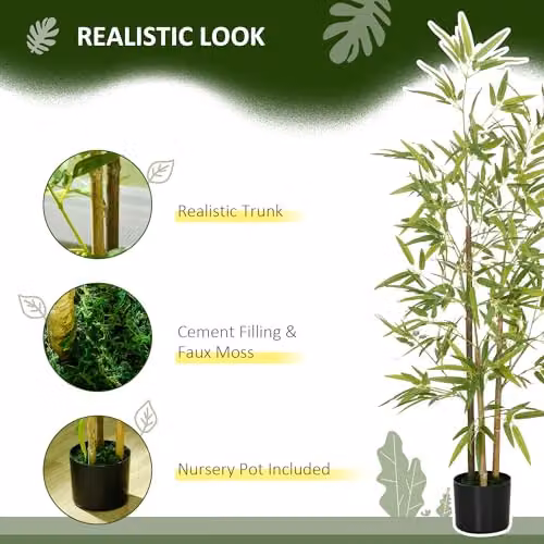 HOMCOM Artificial Bamboo Tree in Green Pot, Height: 120 cm – 4