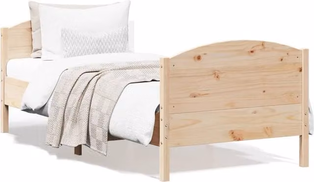 Berkfield Home Small Single Solid Wood Pine Bed Frame, Brown, W: 75 cm, L: 190 cm