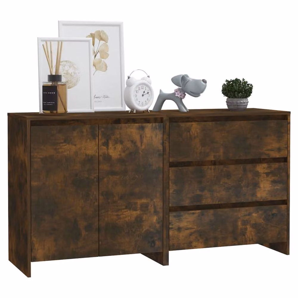 Berkfield Home 2 Piece Smoked Oak Sideboard in Brown – 3