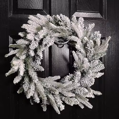 Samuel ALEXANDER 45cm Snow Flocked Green Christmas Wreath – 1