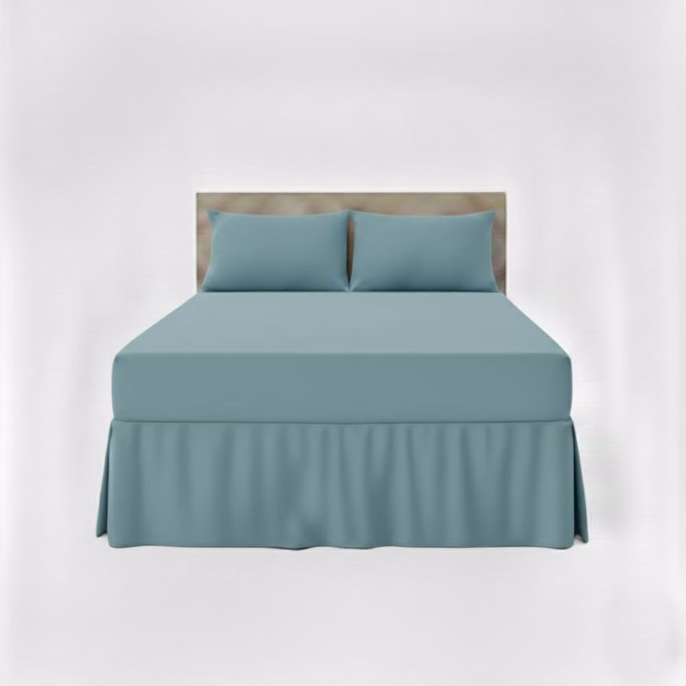 Snug City Duck Egg Blue Polycotton Fitted Valance Bed Sheet with Frill, Single Size, W/D/H: 90 x 200 cm – 2