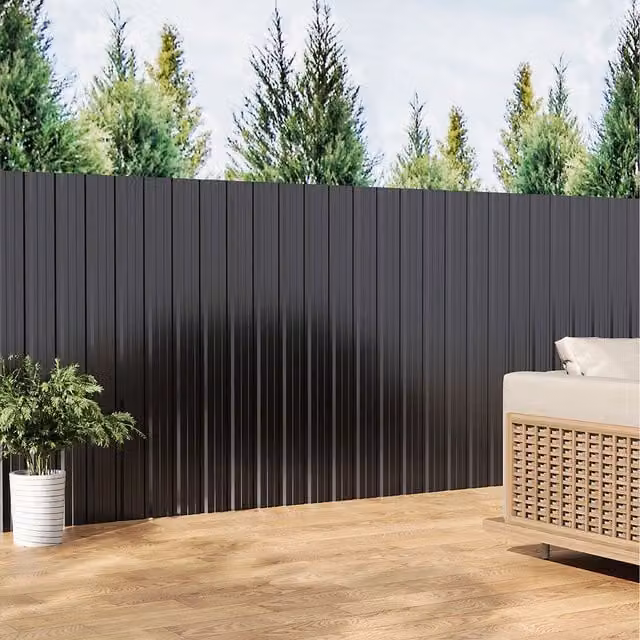 Komore Set of 6 Black Corrugated Steel Enamel Sheets, Width: 115 cm