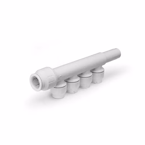 John Guest 4 Port Manifold with Stem, White, 22mm x 15mm
