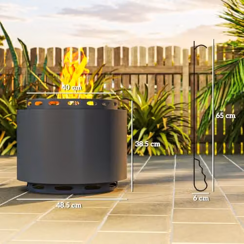 Outsunny Smokeless Wood Burning Fire Pit in Grey, Diameter: 48.5 cm – 7