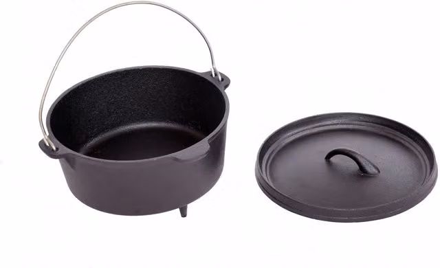 Oypla Cast Iron Casserole Dish Dutch Oven in Black