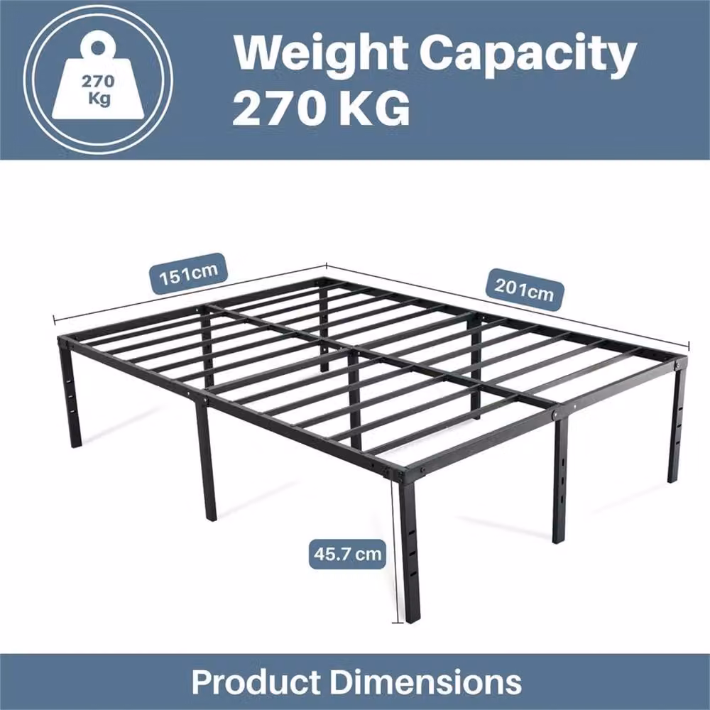 Nordara King Modern Metal Bed Frame in Black, W/D/H: 180 x 200 cm – 2