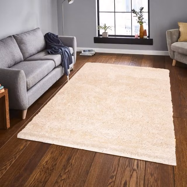 Roseley Super Soft Shaggy Rug in Beige, 230 x 230 cm