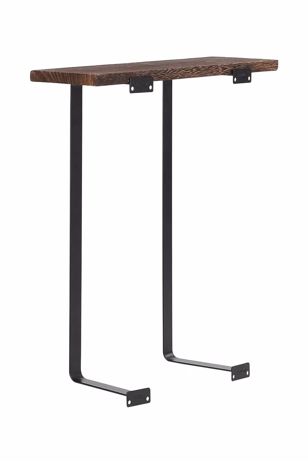 H&O Direct Black Metal Wall-Mounted Towel Rack with Brown Wooden Shelf, W/D/H: 43.0 x 35.0 x 1.0 cm – 2