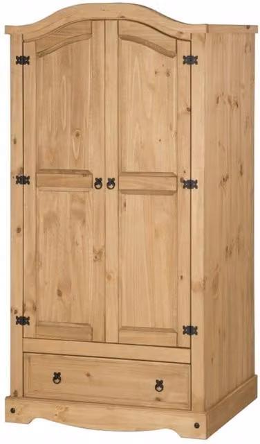 Mercers Furniture Corona 2 Door 1 Drawer Arch Top Wardrobe in Brown Antique Wax Pine