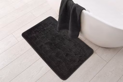 New Edge Blinds Black Rectangular Non-Slip Quick Drying Bath Mat, Width: 45 cm, Depth: 75 cm – 1