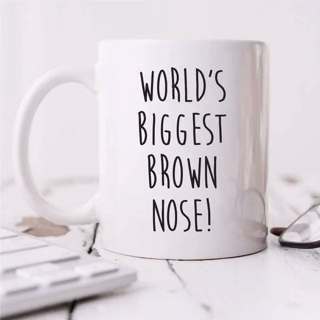 60 Second Makeover World's Biggest Brown Nose Ceramic Mug in White