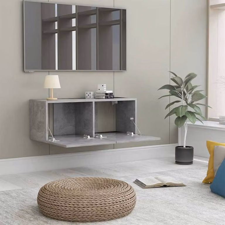 Berkfield Home Modern TV Cabinet in Concrete Grey, W/D/H: 80 x 30 x 30 cm
