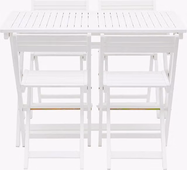 Perch & Parrow Modern White Rectangular Folding Wood Outdoor Dining Set
