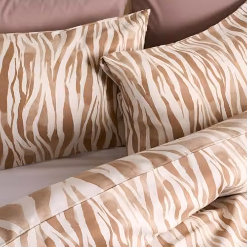 OHS Super King Reversible Watercolour Zebra Print Microfibre Duvet Cover and Pillowcase Set, Beige, W/D/H: 200 x 200 cm – 2