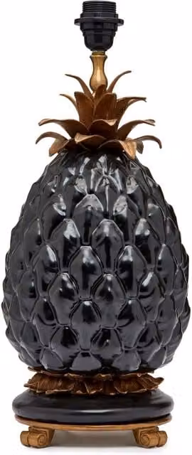 House of Hackney ANANAS Black Ceramic and Brass Tabletop Lampstand H: 50 cm, W: 20 cm, D: 20 cm