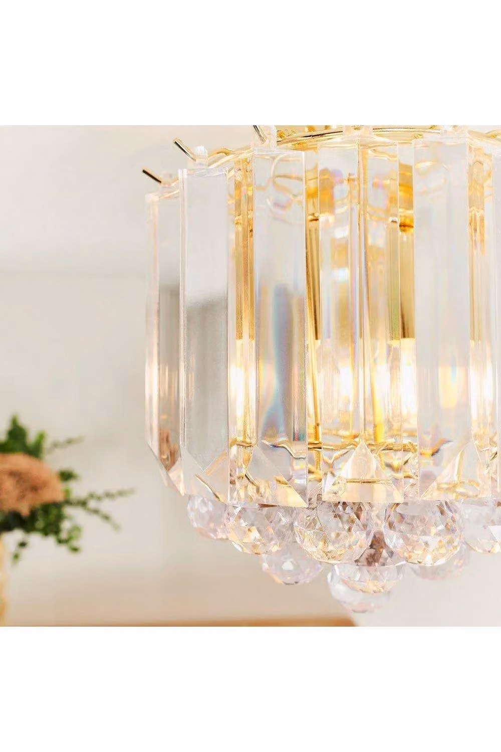 Netlighting Fargo 2 Light Flush Ceiling Light in Gold and Brass with Transparent Acrylic – 2