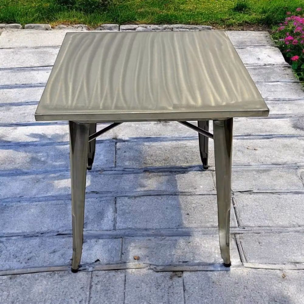 FORGEVIO Silver Metal Tolix Square Bistro Table – 2