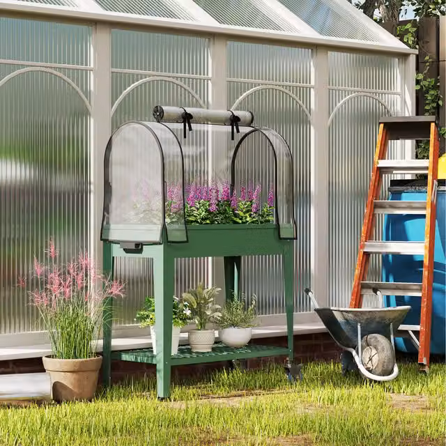 Outsunny Mobile Raised Garden Bed in Green