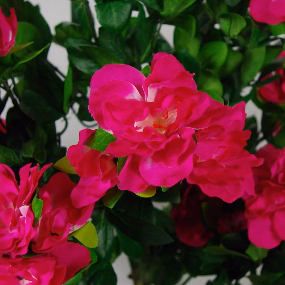 Leaf 100cm Artificial Pink Azalea Potted Plant in a Silver Metal Planter – 2