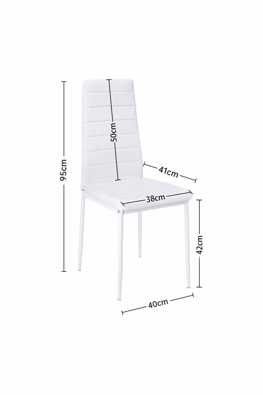 Living and Home Set of 4 Armless Faux Leather Upholstered High Back Dining Chairs in White – 2