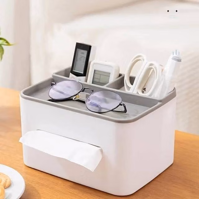 FLAVORA Grey and White Multifunction Dispenser Storage Case Holder with Shelf, W: 50 cm