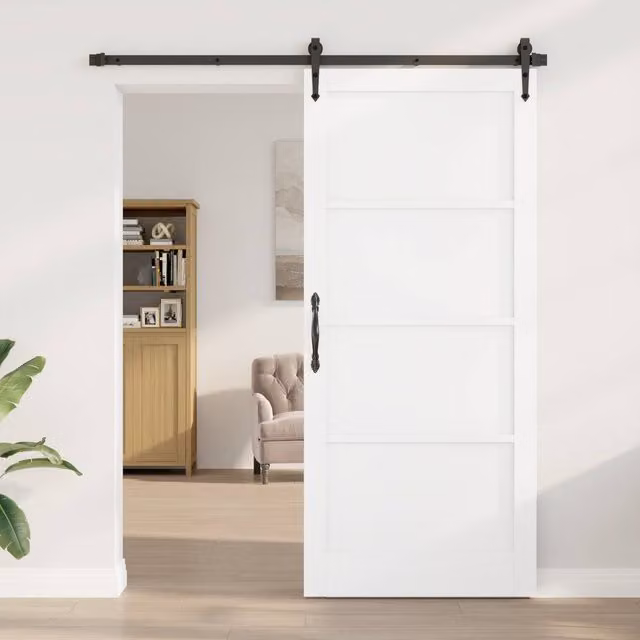 Berkfield Home Orkdal White Sliding Interior Door in Solid Pine, W/D/H: 93 x 4 x 211 cm