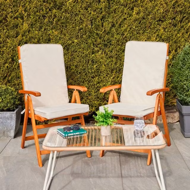 Icon High Back Indoor Outdoor Chair Cushion, White, Pack of 2