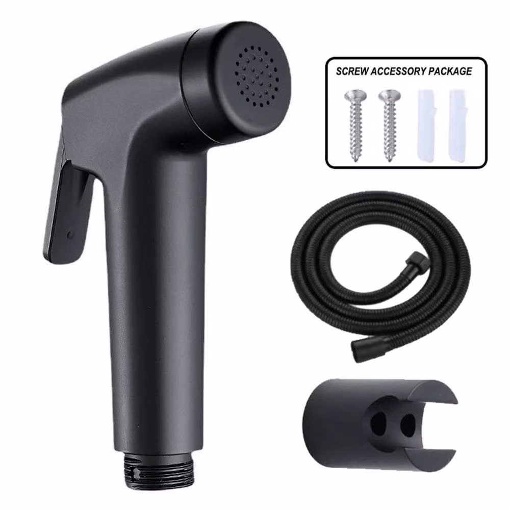 SPETLEK Handheld Bidet Sprayer Toilet Shower Hose Kit in Black Stainless Steel – 3
