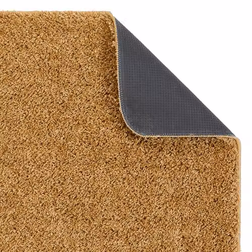My Mat Yellow Non-Slip Washable Shaggy Pile Rectangular Rug W/D/H: 140 x 200 cm – 2