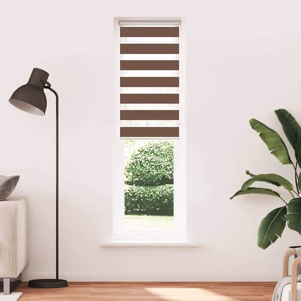 Berkfield Home Elegant Zebra Blind in Brown, W: 55 cm, H: 200 cm, Polyester Fabric – 3