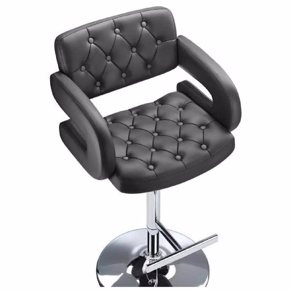 netfurniture Nairn Height Adjustable Bar Stool with Black Synthetic Leather Swivel Seat and Metal Frame – 2