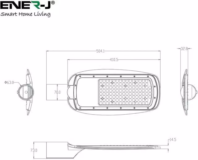 Ener-J 100W LED Street Light, 10000 Lumens, 6000K Cool White, IP65 Outdoor Floodlight, White