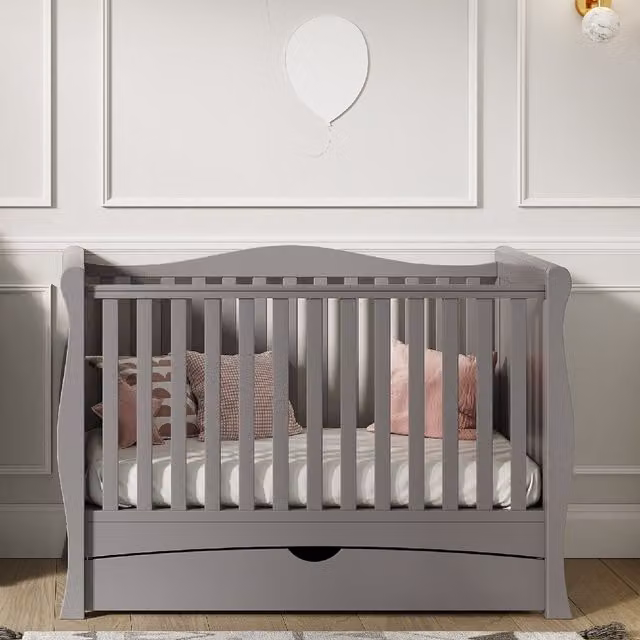 Gilbert Cot Classic Baby Bed in Grey with Drawers