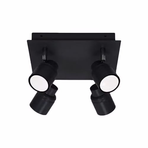 ValueLights Benton 4 Way Square Adjustable Ceiling Spotlight, IP44 Rated Bathroom Light, Black – 3